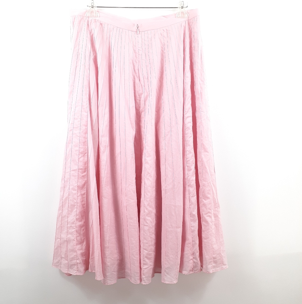 Lauren Ralph Lauren Pink Pleated Skirt Long 12 - Picture 13 of 14
